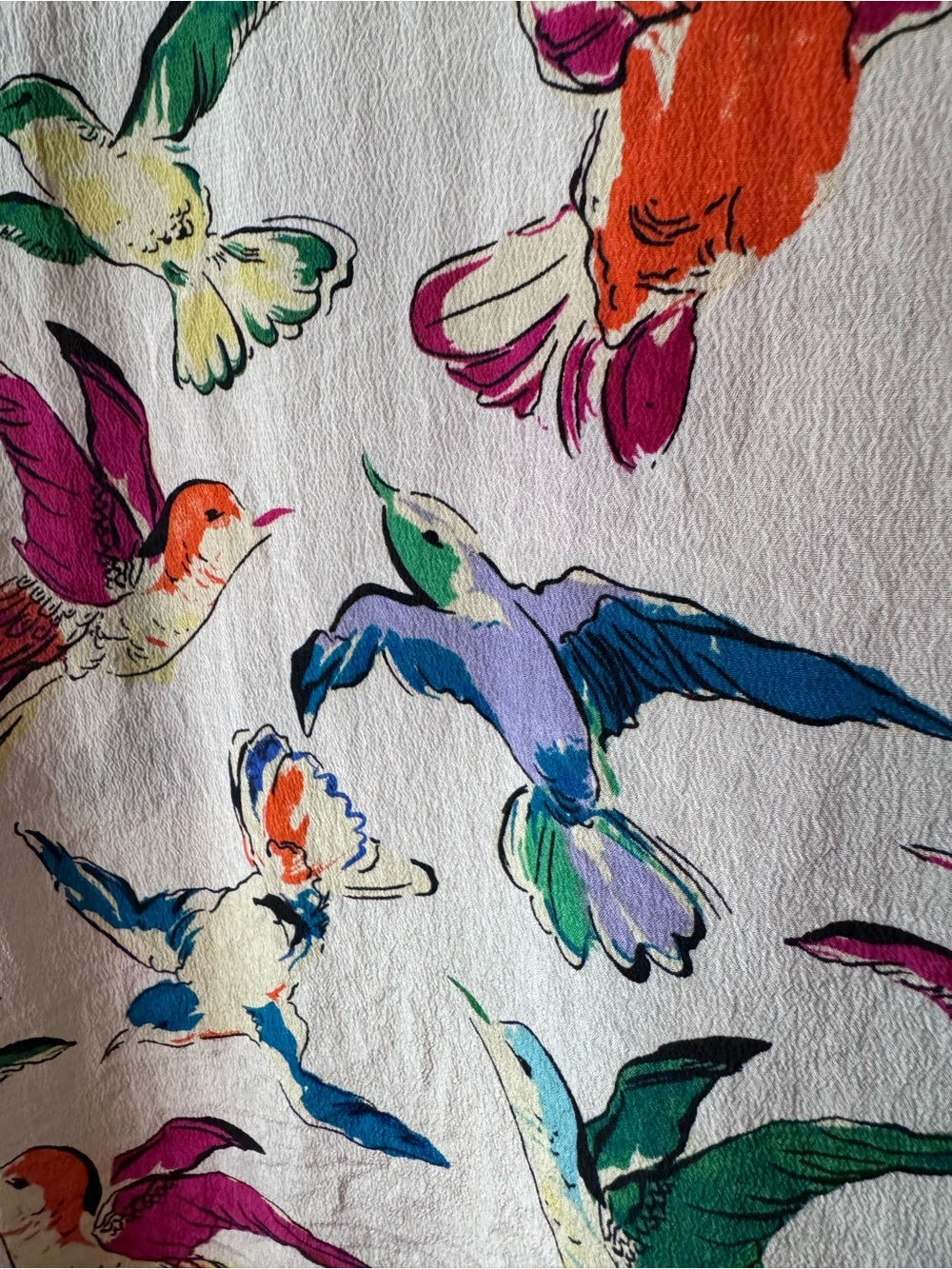 Maeve Anthropologie 100% Silk Hummingbird Print Button Down Blouse 0 - Picture 11 of 13